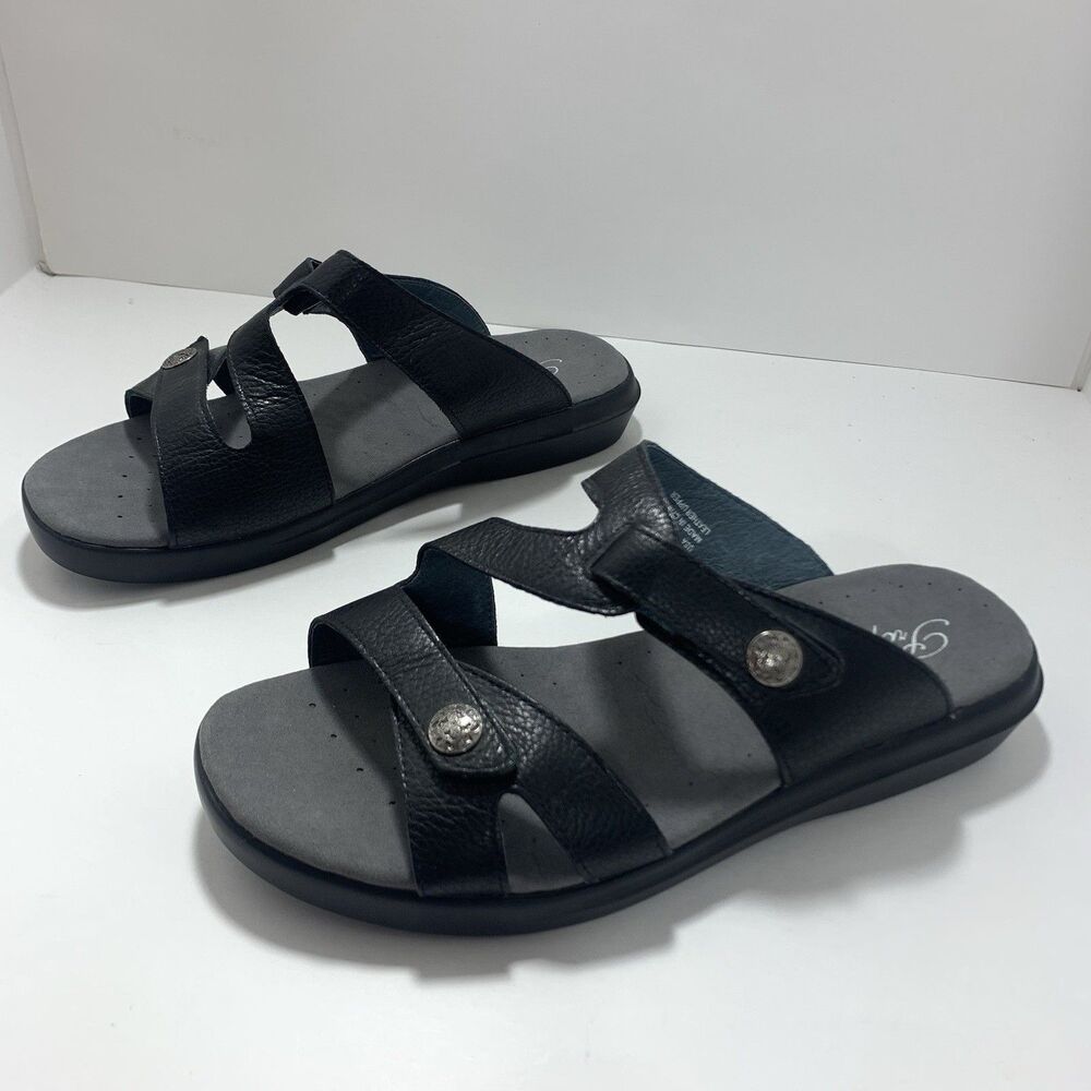 Propet Black Leather Slide Adjustable Strap Slides Size 9 Women’s EUC - Picture 5 of 13